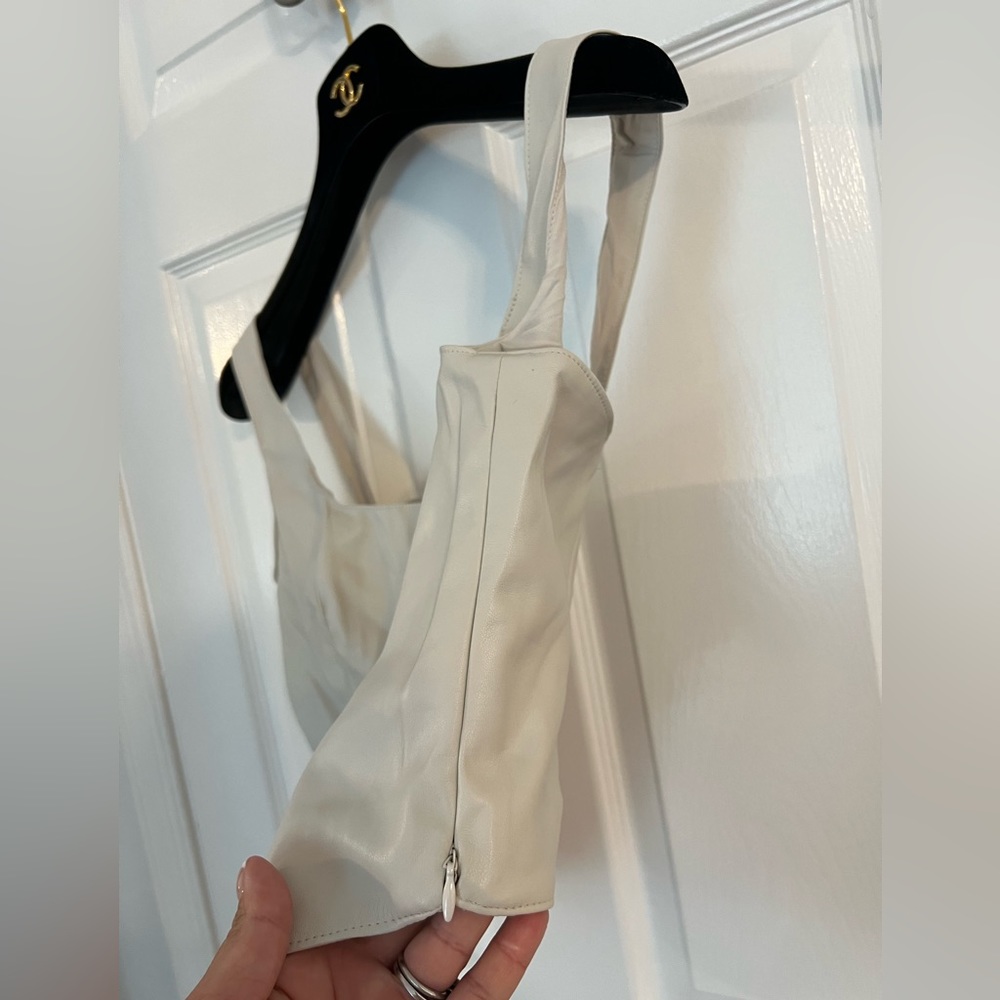 NWT Abercrombie & Fitch Vegan Leather Corset Scoop Neck Tank Top Cream size L - Picture 7 of 13